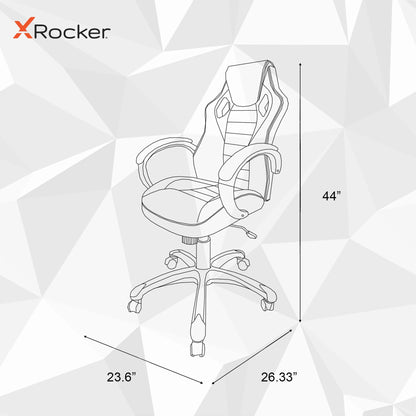 X Rocker Rogue 2.0 Bluetooth PC Chair, Gray, 25.6 X 23.62 X 43.5