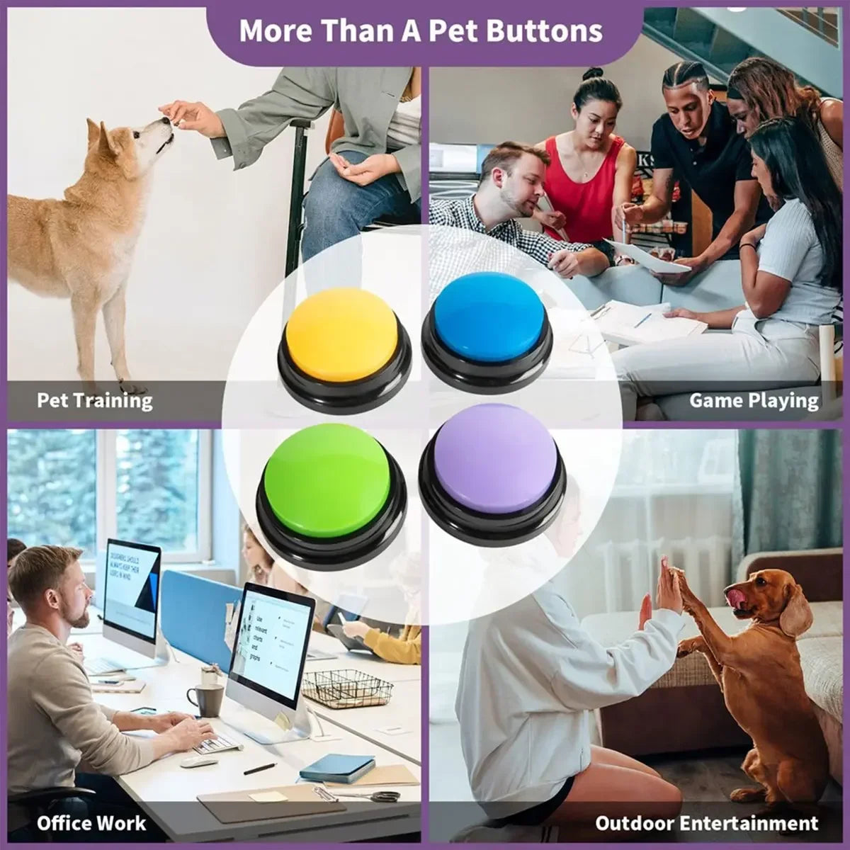 4/8Pcs Voice Recording Button Dog Sound Box Training Buzzer for Communication Pet Cat Dog Recordable Talking Intelligence Toy