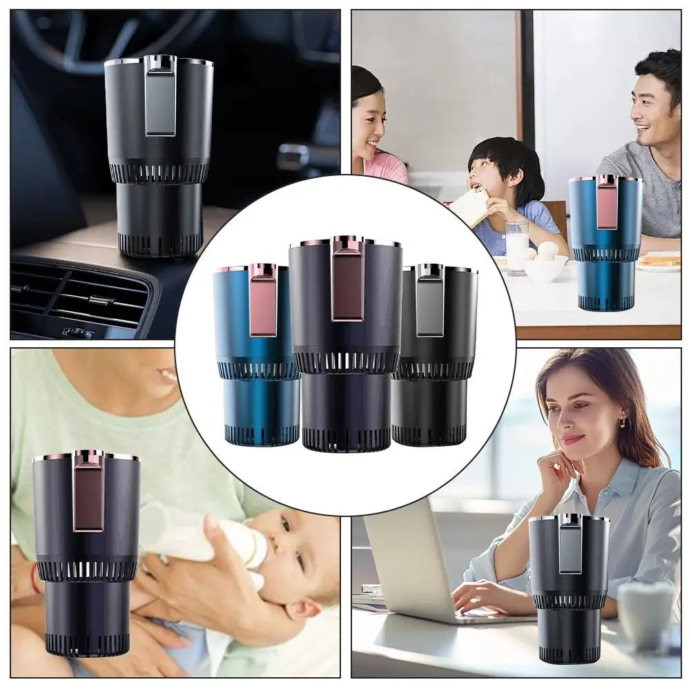 Smart Car 2-In-1 Hot and Cold Cup Drinks Holder Home Fast Mug Touch Refrigeration Screen Cooling/Heating Beverage Mini 24V C9A9