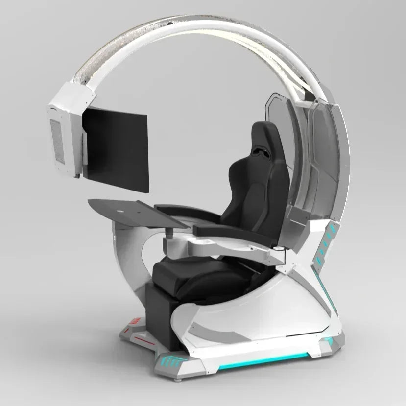 Super Dream Pod Zero Gravity Recline Tilting PC Gaming Racing Chair Gaming Cockpit with Speakers RGB LED Support 1-2 Screens