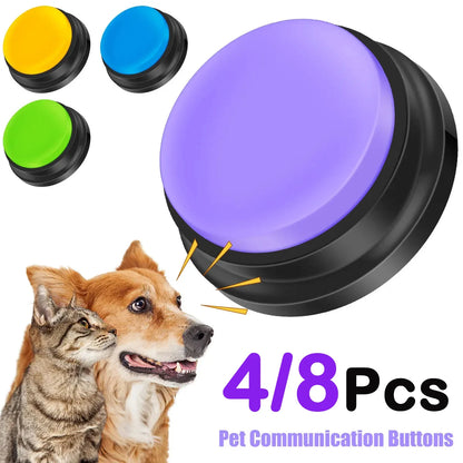 4/8Pcs Voice Recording Button Dog Sound Box Training Buzzer for Communication Pet Cat Dog Recordable Talking Intelligence Toy