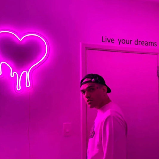 Custom Neon Sign Dripping Heart Acrylic USB Flex Led Light Wall Home Room Bedroom Decoration Ins Neon Wall Light Lamp