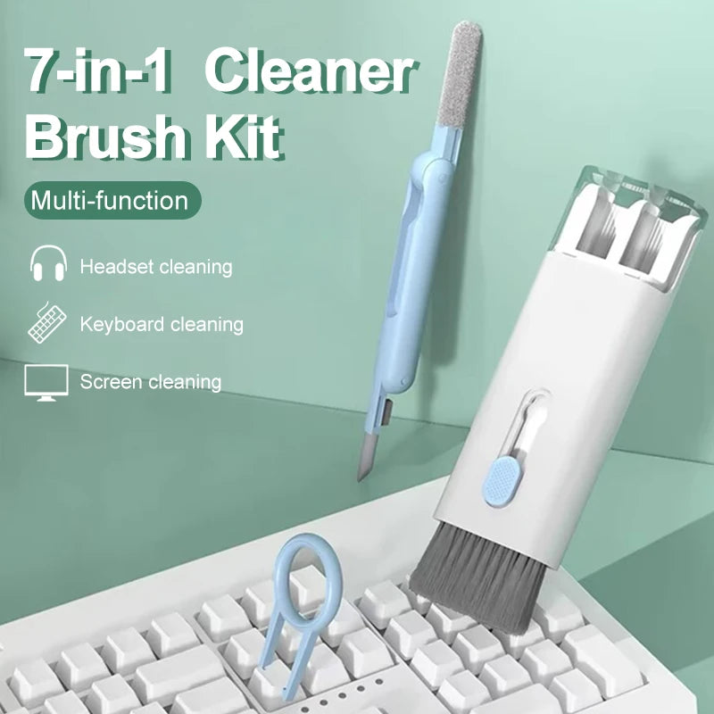 7-In-1 Computer Keyboard Cleaner Brush Kit Earphone Cleaning Pen for Headset Ipad Phone Cleaning Tools Cleaner Keycap Puller Kit