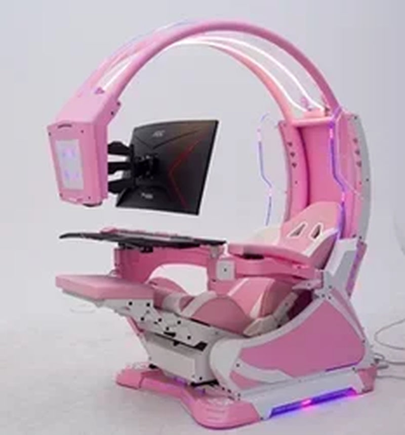 Super Dream Pod Zero Gravity Recline Tilting PC Gaming Racing Chair Gaming Cockpit with Speakers RGB LED Support 1-2 Screens