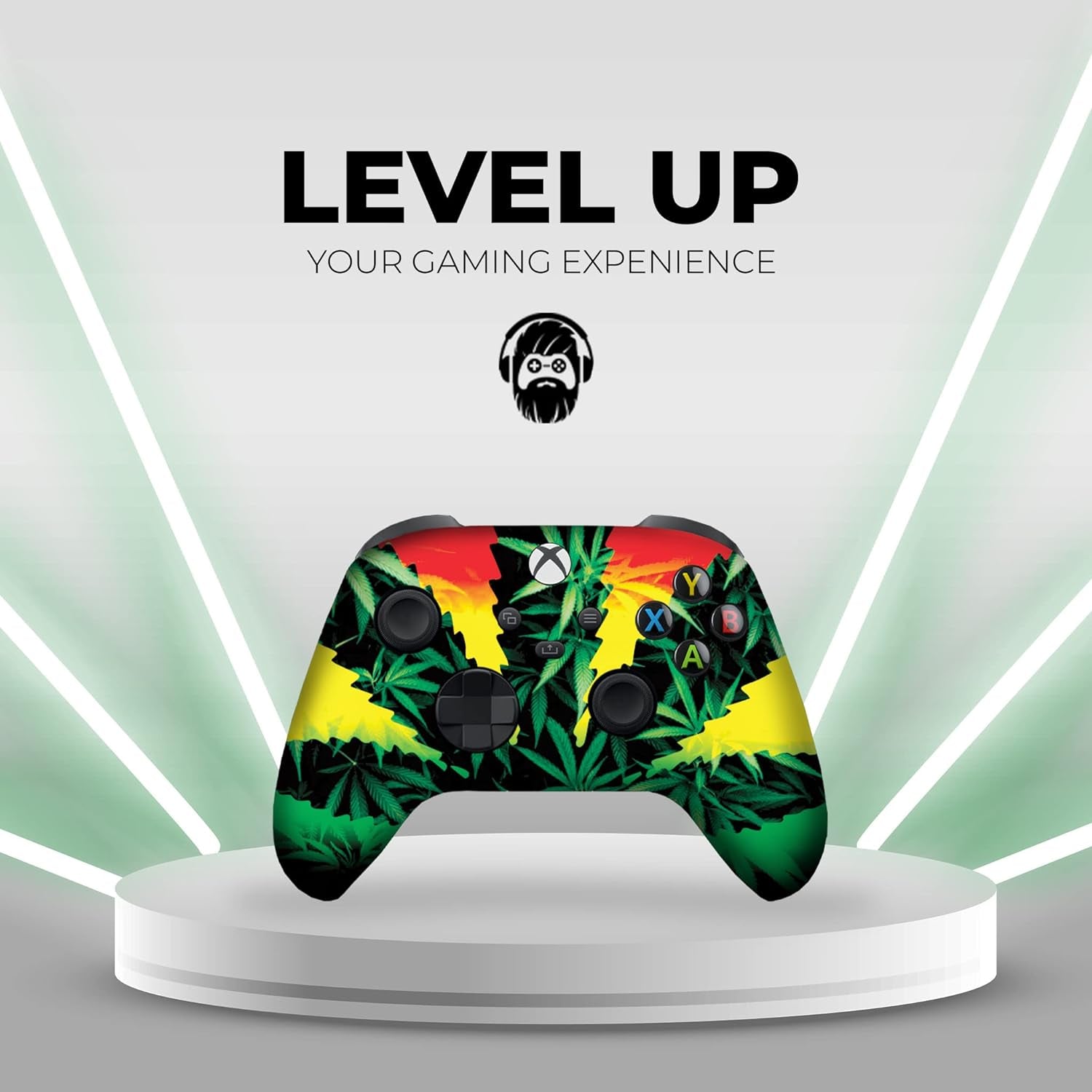 Green Weed Grass Custom X-Box Controller Wireless Compatible with X-Box One/X-Box Series X/S Proudly Customized in USA with Permanent HYDRO-DIP Printing (NOT JUST a SKIN)