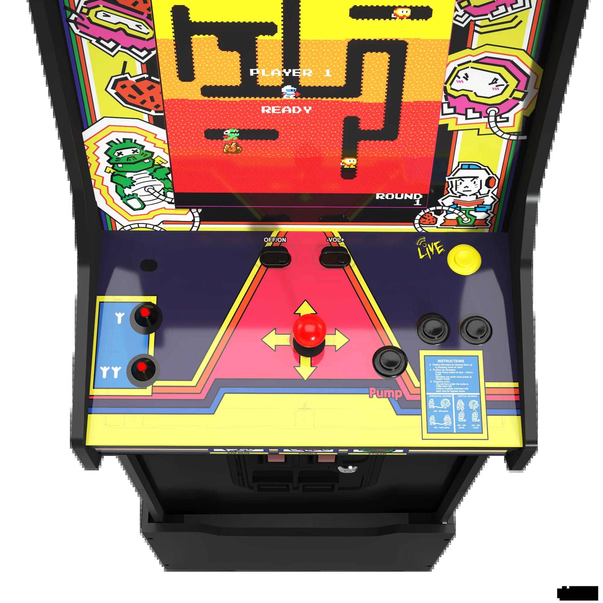 Dig Dug Bandai Namco Legacy Edition Arcade with Riser and Light-Up Marquee