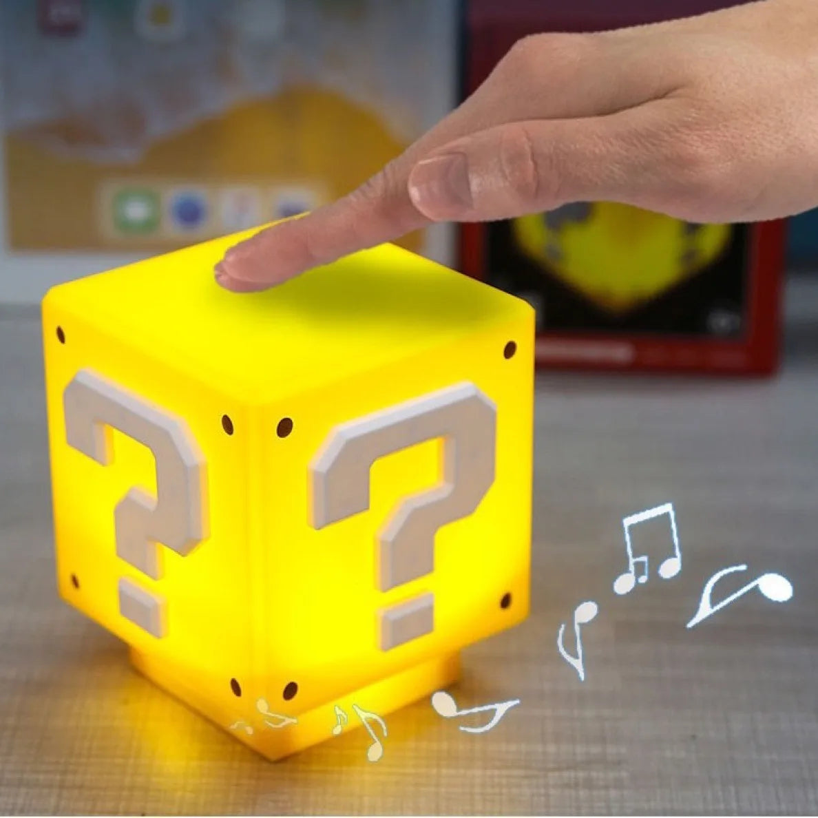 Super Mario Bros LED Question Mark Bricknight Light Figure Star Lamp Statue USB Charging Table Lamp Game Toy Kids Christmas Gift