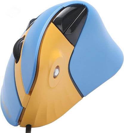 Vertical Ergonomic 89G Lightweight Optical Mouse, Wired RGB Gaming Mouse Reduce Wrist/Hand Strain, 1000/1600/3200/6400 DPI, 6 Buttons for Laptop, Desktop, PC, Mac (Blue&Yellow)