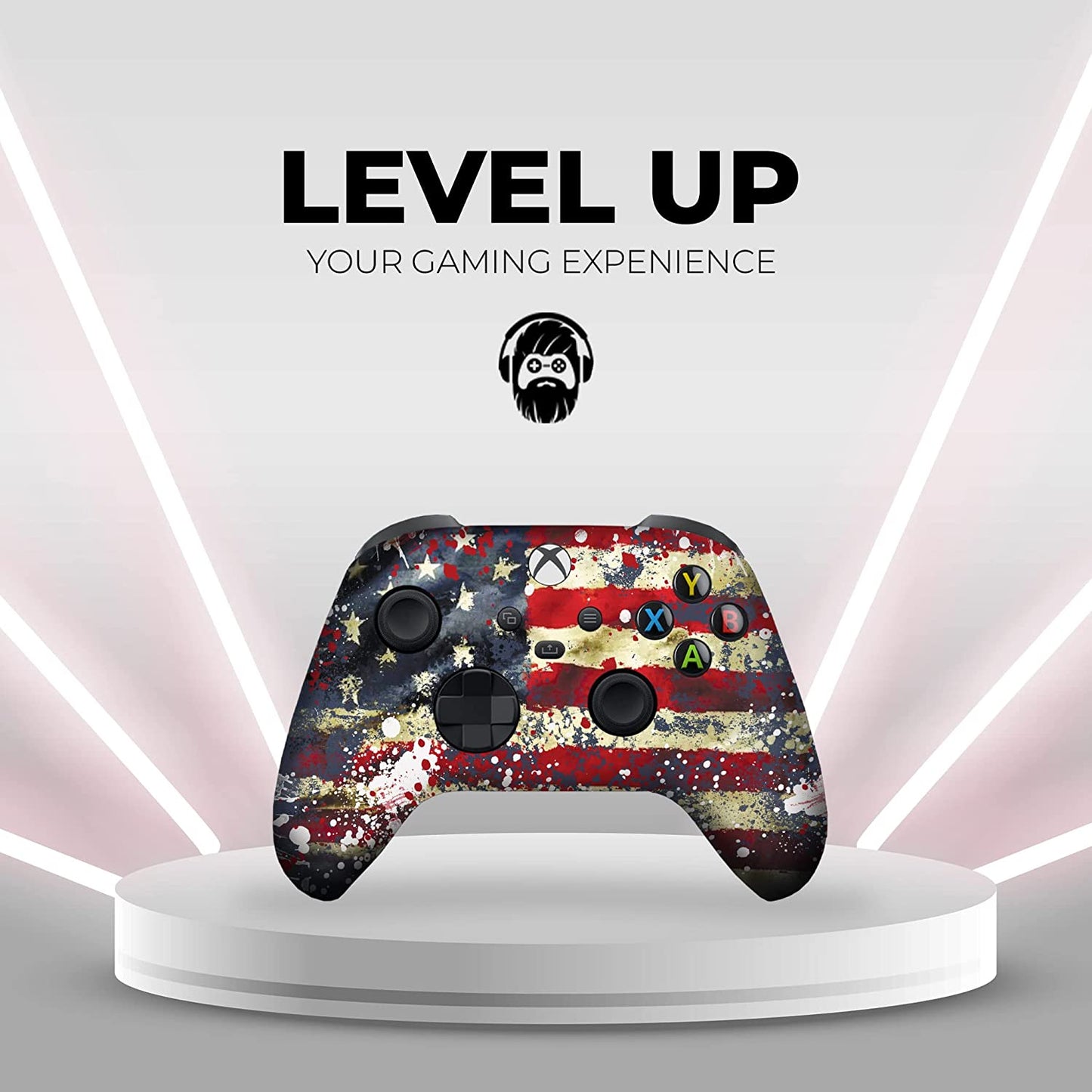 Tattered Flag Custom X-Box Controller Wireless Compatible with X-Box One/X-Box Series X/S Proudly Customized in USA with Permanent HYDRO-DIP Printing (NOT JUST a SKIN)