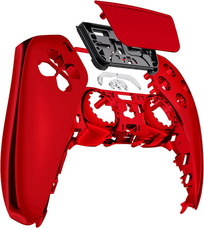 Chrome Red Glossy Touchpad Front Housing Shell Compatible with Ps5 Controller BDM-010 BDM-020 BDM-030 BDM-040, DIY Replacement Shell Custom Touch Pad Cover Compatible with Ps5 Controller