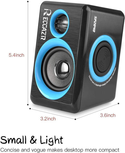 Pc Computer Speakers Surround Sound Usb Wired Laptop Deep Bass Desktop Blue NEW